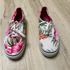 Vans Pink and Green Floral Sneakers